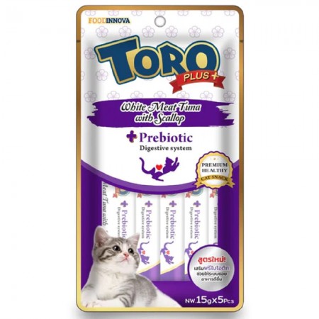 Toro Plus White Meat Tuna With Scallop & Prebiotic Cat Treats 75g (3packs)