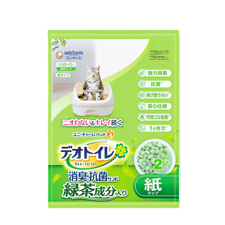 UniCharm Cat Litter Refill Paper Pellets Green Tea Scent 2L x 3