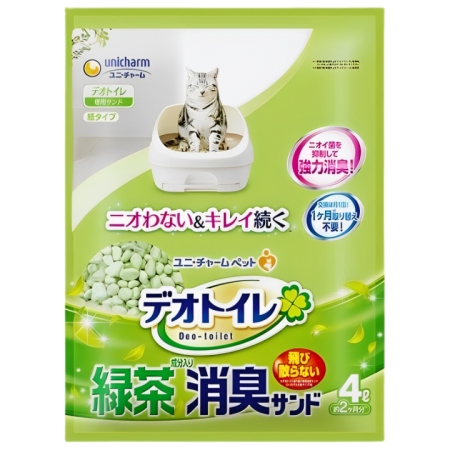 UniCharm Cat Litter Refill Paper Pellets Green Tea Scent 4L x 3