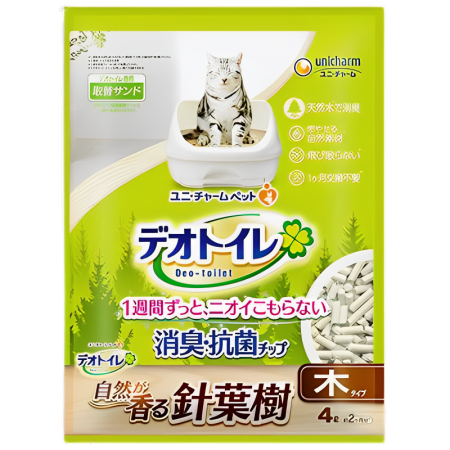 Unicharm Cat Litter Refill ﻿Pine Wood 4L x 3