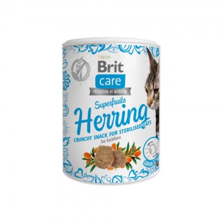Brit Care Cat Superfruits Herring Crunchy Snack with Sea Buckthorn 100g