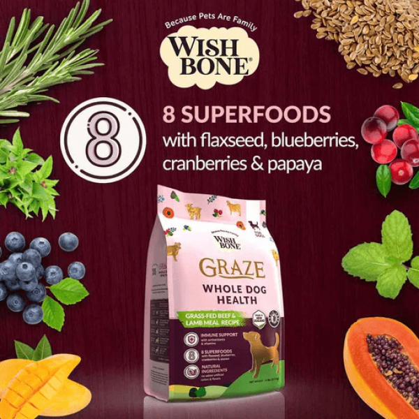 Wishbone Dog Food Graze Beef, Lamb w/Superfruits Adult 1.8kg