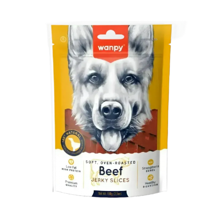 Wanpy Dog Treat Oven-Roasted Beef Jerky Slices 100g x3
