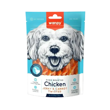 Wanpy Dog Treat Oven-Roasted Chic & Carrot Twisted 100g