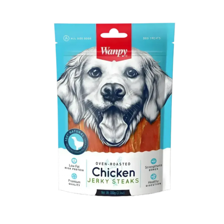 Wanpy Dog Treat Oven-Roasted Chicken Jerky Steaks 100g