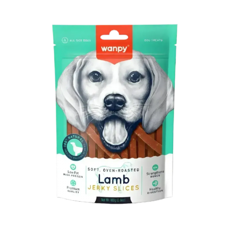 Wanpy Dog Treat Oven-Roasted Lamb Jerky Slices 100g