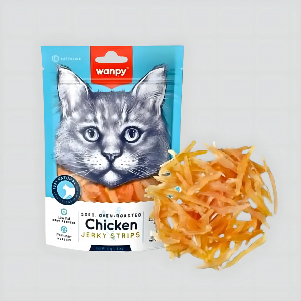 Wanpy Cat Treat Oven-Roasted Chicken Jerky Strips 80g x3