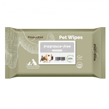 Whiskers2Tail Pet Wipes 100's Unscented