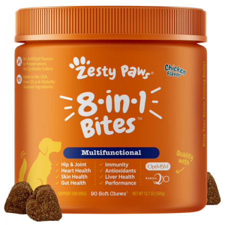 Zesty Paws Dog 8-in-1 Multifunctional Bites Chicken 90 Soft Chews