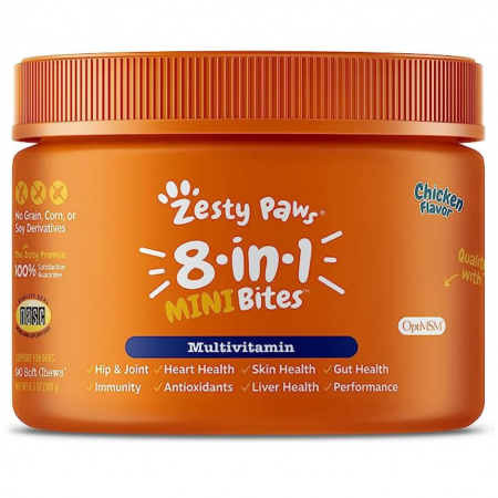 Zesty Paws Dog 8-in-1 Multifunctional Mini Bites Peanut Butter 90 Soft Chews