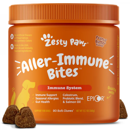 Zesty Paws Dog Aller-Immune Bites Apple & Peanut Butter 90 Soft Chews