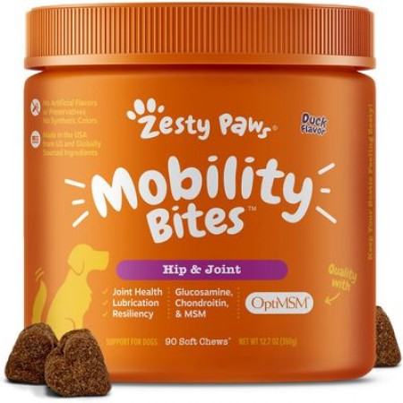 Zesty Paws Dog Mobility Bites Duck 90 Soft Chews
