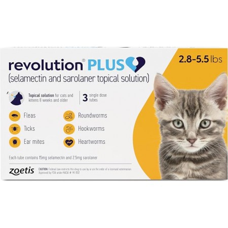 Zoetis Revolution Plus Selamectin (2.8 - 5.5lbs) Gold Box
