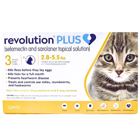 Zoetis Revolution Plus Selamectin (2.8 - 5.5lbs) Gold Box