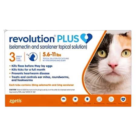 Zoetis Revolution Plus Selamectin (5.6 - 11lbs) Orange Box