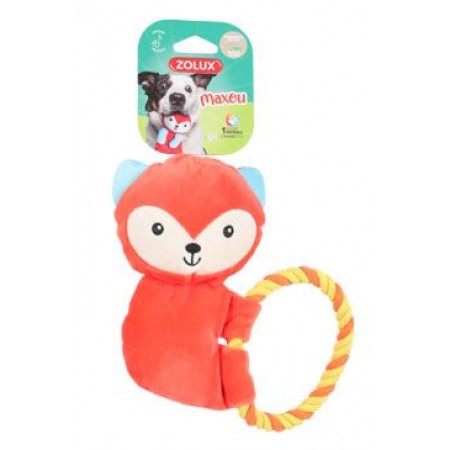Zolux Dog Toy Maxou Plush Fox With Rope Orange