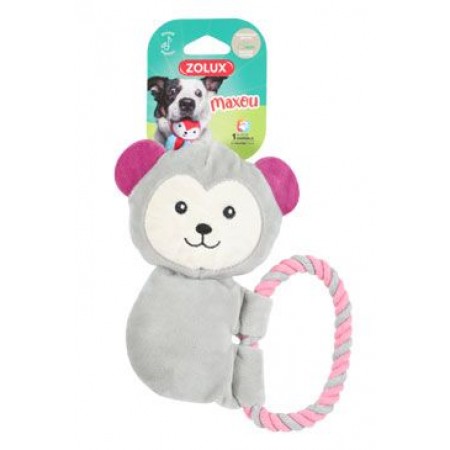 Zolux Dog Toy Maxou Plush Teddy With Rope Grey