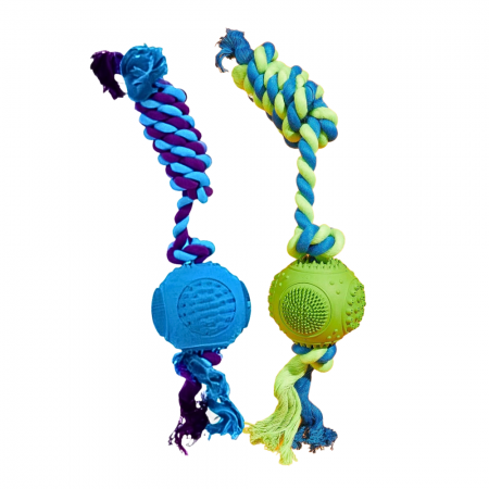 Zolux Dog Toy Spiky Ball With Rope (Assorted)
