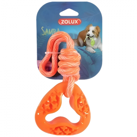 Zolux Dog Toy TPR Samba Triangle Rope Orange 26cm