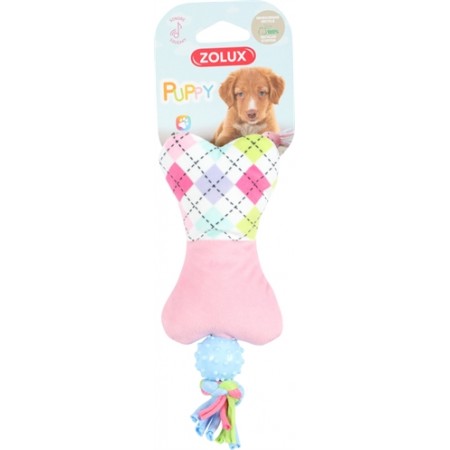 Zolux Dog Toy Tiny Plush Bone For Puppy Pink