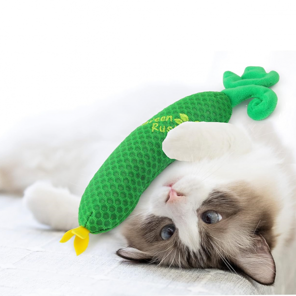 AFP Cat Toy Green Rush Cuddler Zucchini with Catnip