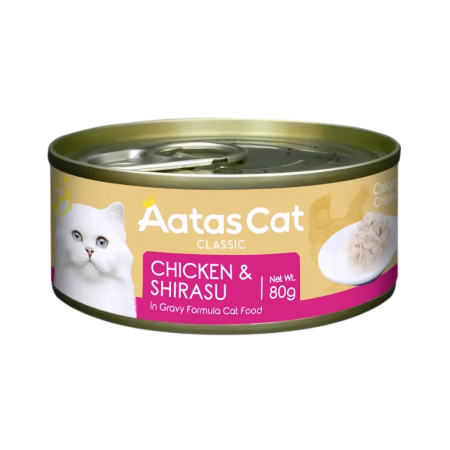 Aatas Cat Canned Food Creamy Chicken & Shirasu 80g (24 Cans)