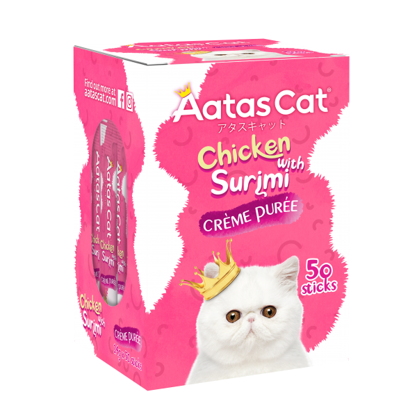 Aatas Cat Creme Puree Chicken with Surimi 14g x 50 Sachets