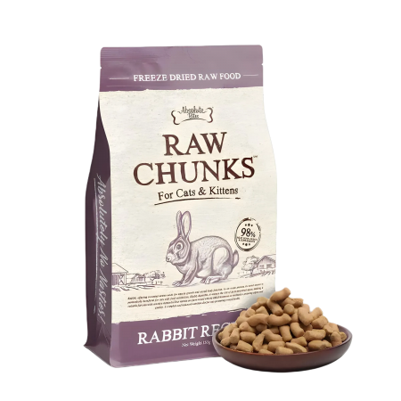 Absolute Bites Cat Food Freeze-Dried Raw Chunks Rabbit 150g