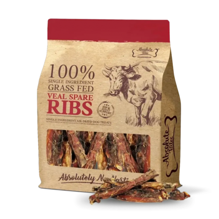 Absolute Bites Dog Treats Chew Air Dried Veal Spare Ribs 250g