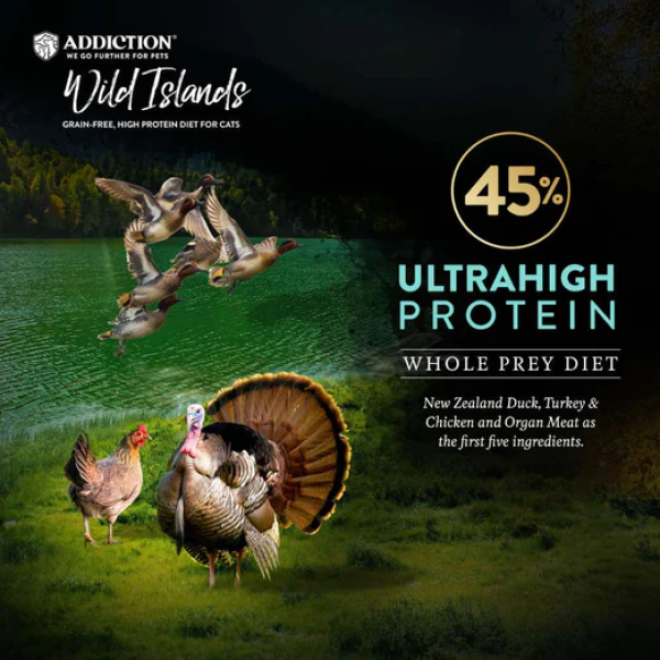 Addiction Cat Food Wild Islands Island Birds Duck, Turkey & Chicken High Protein Recipe 10lbs