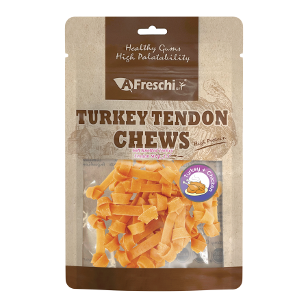 AFreschi Srl Soft Knotted Turkey Chew Tendon Strip Dog Treat 80g (2 Packs)