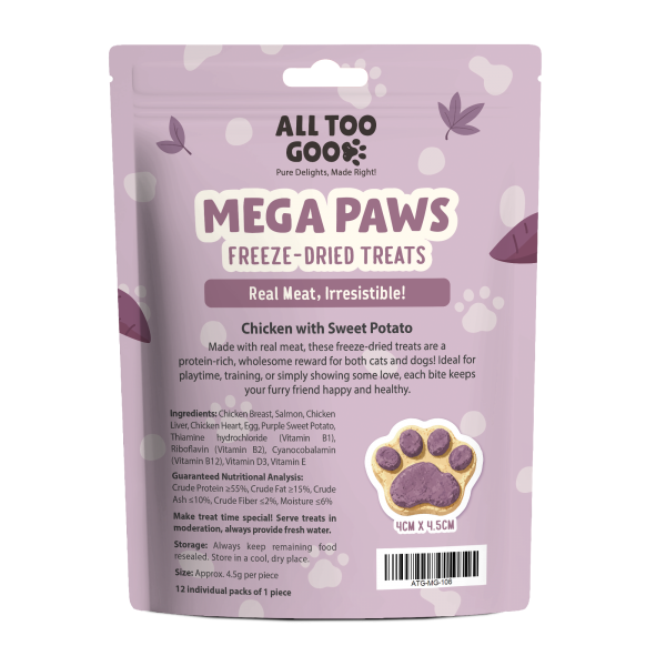 All Too Good Mega Paws Freeze-Dried Treats Chic w/Sweet Potato 54g (3 packs)