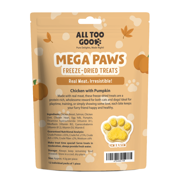 All Too Good Mega Paws Freeze-Dried Treats Chic w/Pumpkin 54g