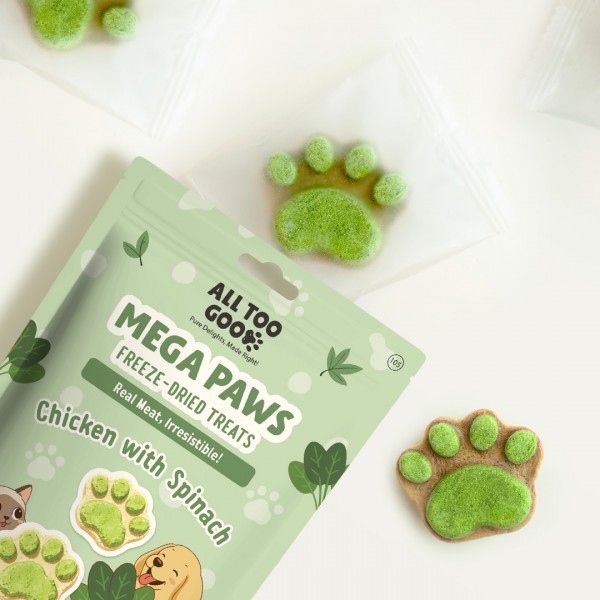 All Too Good  Mega Paws Freeze-Dried Treats Chic w/Spinach 54g