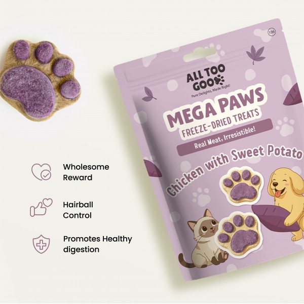 All Too Good  Mega Paws Freeze-Dried Treats Chic w/Sweet Potato 54g