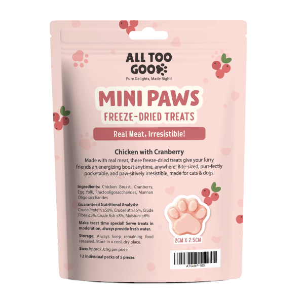 All Too Good Mini Paws Freeze-Dried Treats Chic w/Cranberry 54g