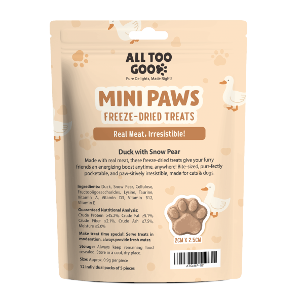 All Too Good Mini Paws Freeze-Dried Treats Duck 54g