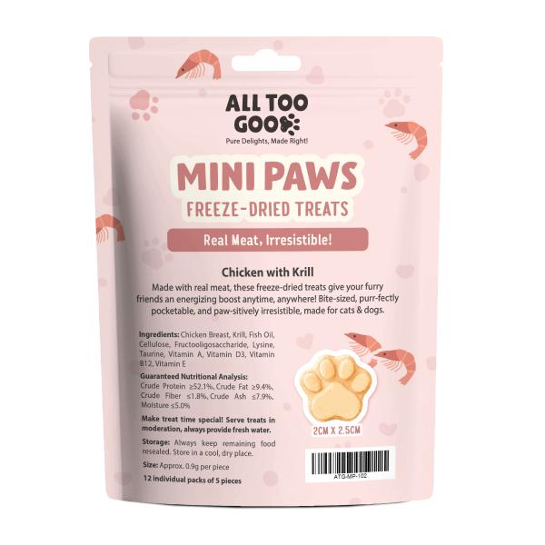 All Too Good Mini Paws Freeze-Dried Treats Chic w/Krill 54g