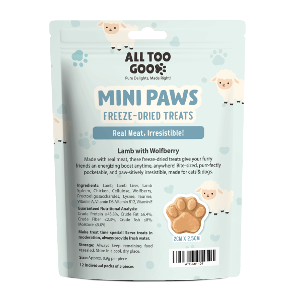 All Too Good Mini Paws Freeze-Dried Treats Lamb w/Wolfberry 54g
