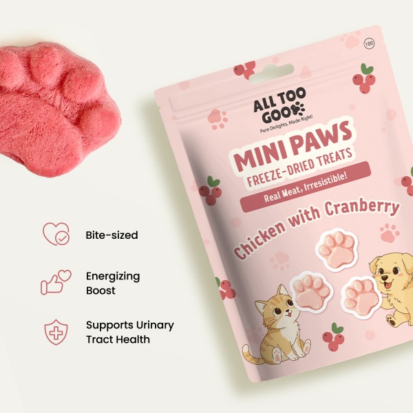 All Too Good  Mini Paws Freeze-Dried Treats Chic w/Cranberry 54g