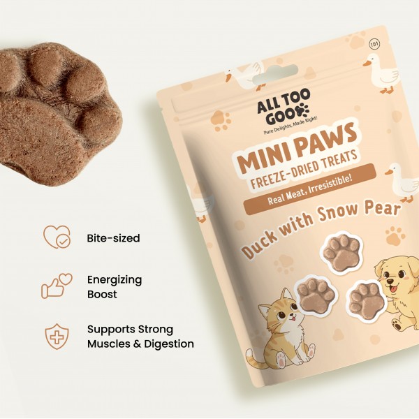 All Too Good  Mini Paws Freeze-Dried Treats Duck 54g