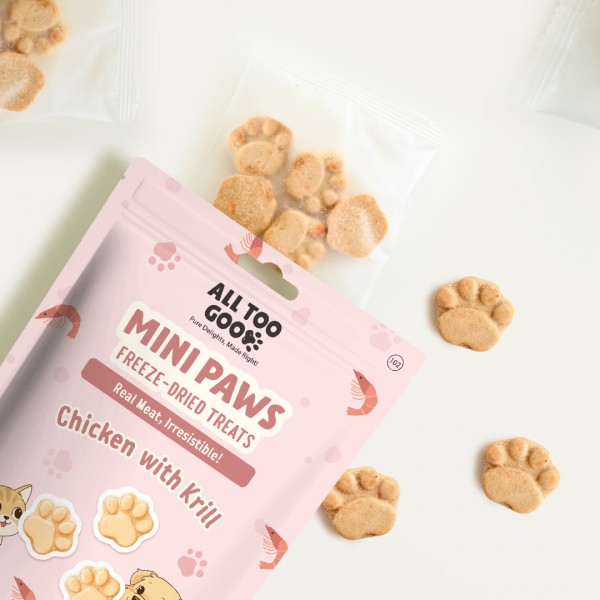All Too Good  Mini Paws Freeze-Dried Treats Chic w/Krill 54g