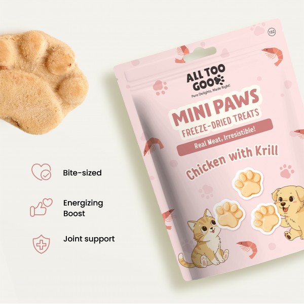 All Too Good  Mini Paws Freeze-Dried Treats Chic w/Krill 54g