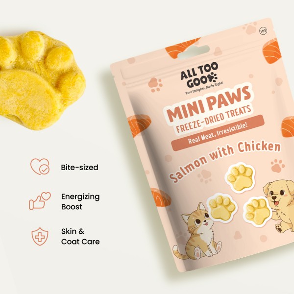 All Too Good  Mini Paws Freeze-Dried Treats Salmon 54g