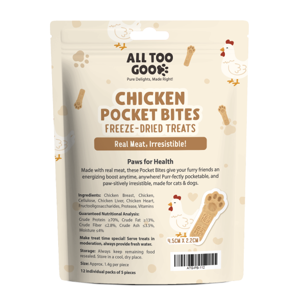 All Too Good Chicken Pocket Bites Freeze-Dried Treats Paws for Health 84g (3 packs)