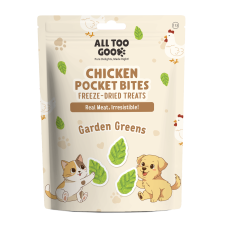 All Too Good Chicken Pocket Bites Freeze-Dried Treats Garden Greens 24g