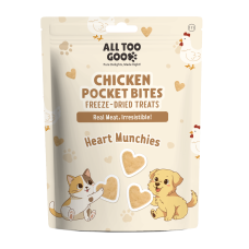 All Too Good Chicken Pocket Bites Freeze-Dried Treats Heart Munchies 78g