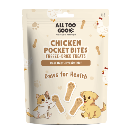 All Too Good Chicken Pocket Bites Freeze-Dried Treats Paws for Health 84g (3 packs)