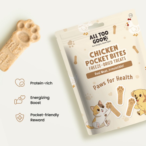 All Too Good Chicken Pocket Bites Freeze-Dried Treats Paws for Health 84g