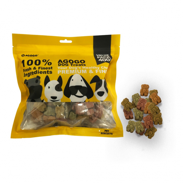 Agogo Dog Treat Bear Biscuits 400g x2